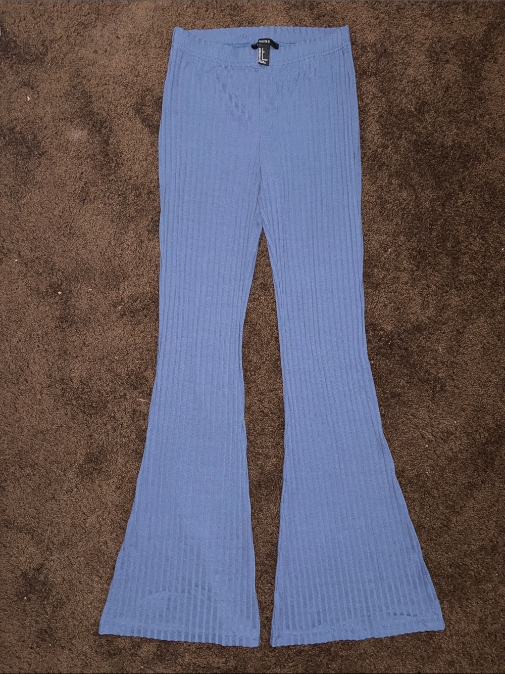 Forever 21 Light Blue Ribbed Flared Leggings